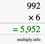 How to calculate 992 times 6 using long multiplication How to calculate 992 times 6 using long multiplication