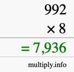 How to calculate 992 times 8 using long multiplication How to calculate 992 times 8 using long multiplication