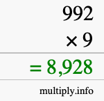 How to calculate 992 times 9 using long multiplication How to calculate 992 times 9 using long multiplication