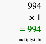 How to calculate 994 times 1 using long multiplication