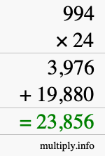 How to calculate 994 times 24 using long multiplication