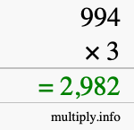 How to calculate 994 times 3 using long multiplication How to calculate 994 times 3 using long multiplication