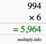 How to calculate 994 times 6 using long multiplication How to calculate 994 times 6 using long multiplication