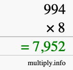 How to calculate 994 times 8 using long multiplication How to calculate 994 times 8 using long multiplication