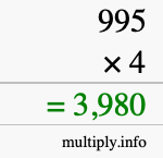 How to calculate 995 times 4 using long multiplication How to calculate 995 times 4 using long multiplication