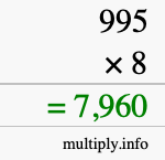 How to calculate 995 times 8 using long multiplication How to calculate 995 times 8 using long multiplication