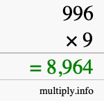How to calculate 996 times 9 using long multiplication How to calculate 996 times 9 using long multiplication