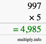 How to calculate 997 times 5 using long multiplication