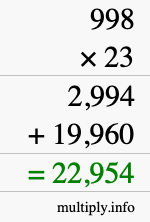 How to calculate 998 times 23 using long multiplication How to calculate 998 times 23 using long multiplication
