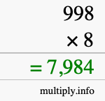 How to calculate 998 times 8 using long multiplication How to calculate 998 times 8 using long multiplication