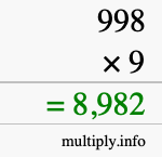 How to calculate 998 times 9 using long multiplication How to calculate 998 times 9 using long multiplication