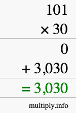 How to calculate 101 times 30 using long multiplication How to calculate 101 times 30 using long multiplication