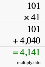 How to calculate 101 times 41 using long multiplication
