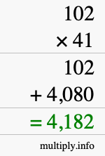 How to calculate 102 times 41 using long multiplication