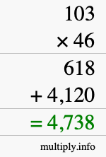 How to calculate 103 times 46 using long multiplication