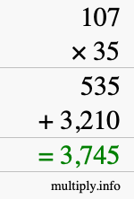 How to calculate 107 times 35 using long multiplication How to calculate 107 times 35 using long multiplication