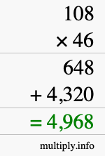 How to calculate 108 times 46 using long multiplication