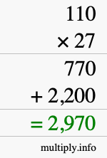 How to calculate 110 times 27 using long multiplication How to calculate 110 times 27 using long multiplication
