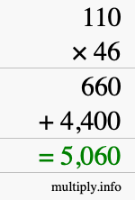 How to calculate 110 times 46 using long multiplication