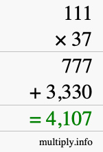 How to calculate 111 times 37 using long multiplication How to calculate 111 times 37 using long multiplication