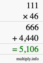 How to calculate 111 times 46 using long multiplication