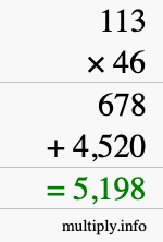 How to calculate 113 times 46 using long multiplication