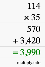 How to calculate 114 times 35 using long multiplication How to calculate 114 times 35 using long multiplication
