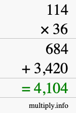 How to calculate 114 times 36 using long multiplication How to calculate 114 times 36 using long multiplication