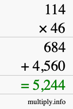 How to calculate 114 times 46 using long multiplication