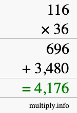 How to calculate 116 times 36 using long multiplication How to calculate 116 times 36 using long multiplication
