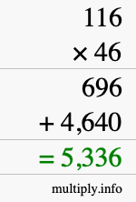 How to calculate 116 times 46 using long multiplication