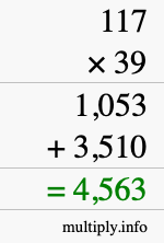 How to calculate 117 times 39 using long multiplication