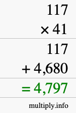 How to calculate 117 times 41 using long multiplication