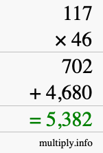 How to calculate 117 times 46 using long multiplication