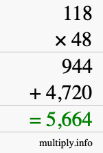 How to calculate 118 times 48 using long multiplication How to calculate 118 times 48 using long multiplication