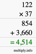 How to calculate 122 times 37 using long multiplication How to calculate 122 times 37 using long multiplication