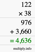 How to calculate 122 times 38 using long multiplication How to calculate 122 times 38 using long multiplication