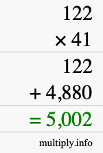 How to calculate 122 times 41 using long multiplication How to calculate 122 times 41 using long multiplication