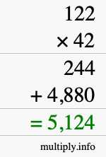 How to calculate 122 times 42 using long multiplication How to calculate 122 times 42 using long multiplication