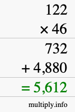 How to calculate 122 times 46 using long multiplication How to calculate 122 times 46 using long multiplication