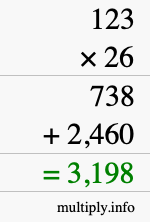 How to calculate 123 times 26 using long multiplication How to calculate 123 times 26 using long multiplication