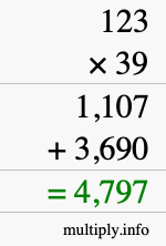 How to calculate 123 times 39 using long multiplication
