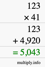 How to calculate 123 times 41 using long multiplication How to calculate 123 times 41 using long multiplication