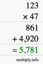 How to calculate 123 times 47 using long multiplication
