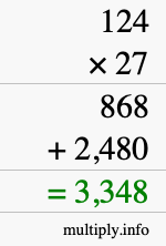 How to calculate 124 times 27 using long multiplication How to calculate 124 times 27 using long multiplication
