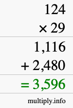 How to calculate 124 times 29 using long multiplication How to calculate 124 times 29 using long multiplication