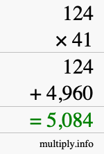How to calculate 124 times 41 using long multiplication How to calculate 124 times 41 using long multiplication