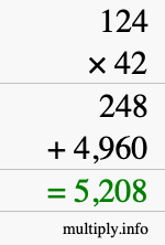 How to calculate 124 times 42 using long multiplication How to calculate 124 times 42 using long multiplication