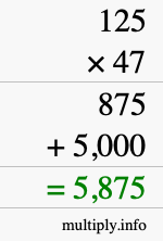 How to calculate 125 times 47 using long multiplication
