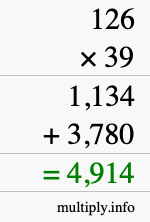How to calculate 126 times 39 using long multiplication